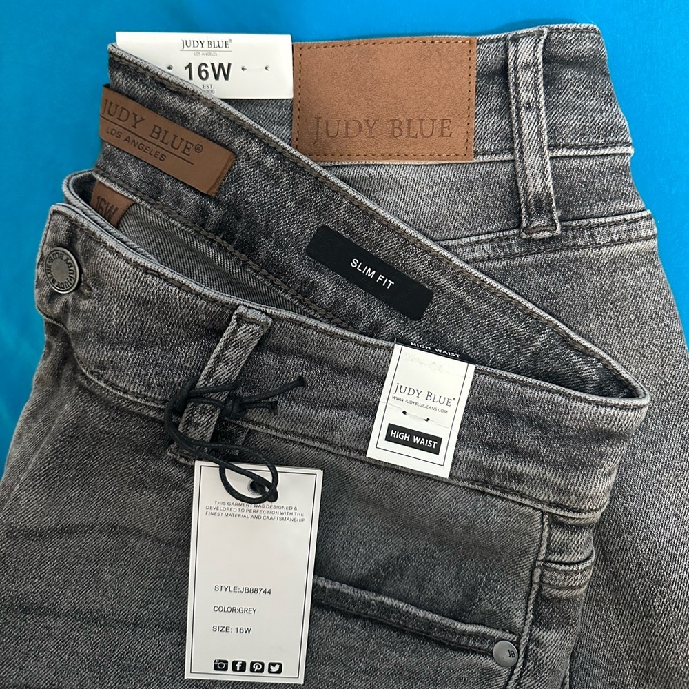 Size 16W Judy Blue Gray Straight Leg Denim
